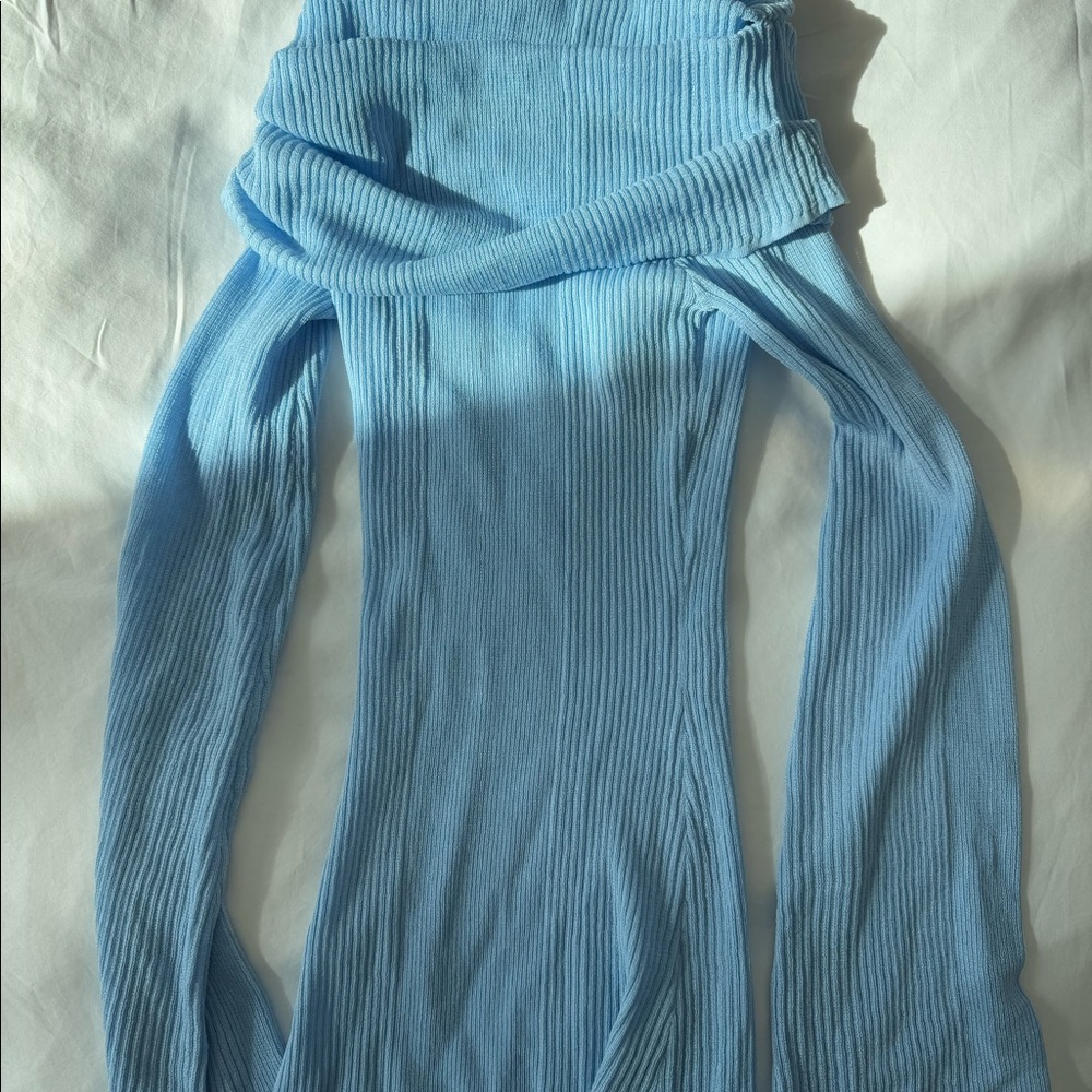 NWT revolve SER.O.YA blue sheer fold over dress